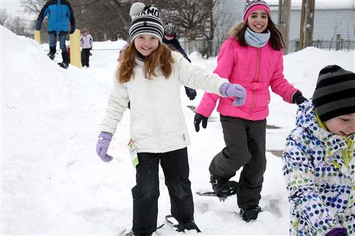 Student snowshoeing 